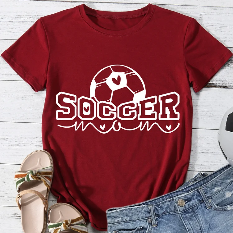 Soccer Mom Round Neck T-shirt-Annaletters