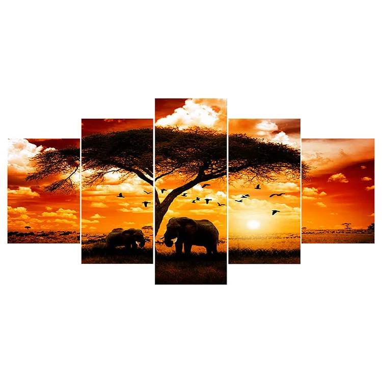 Sunset and animals - Full Round 103*45CM