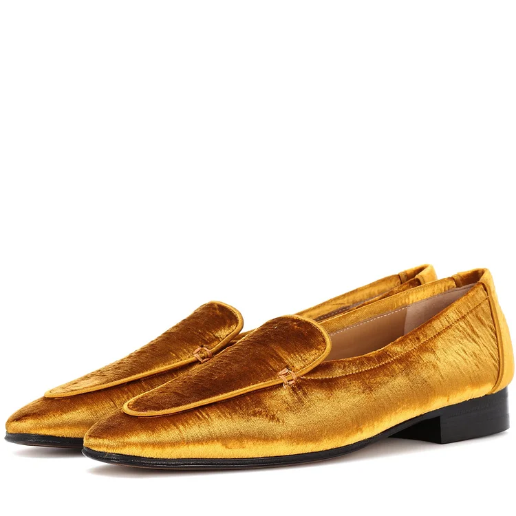 Mustard Round Toe Flat Loafers for Women |FSJ Shoes