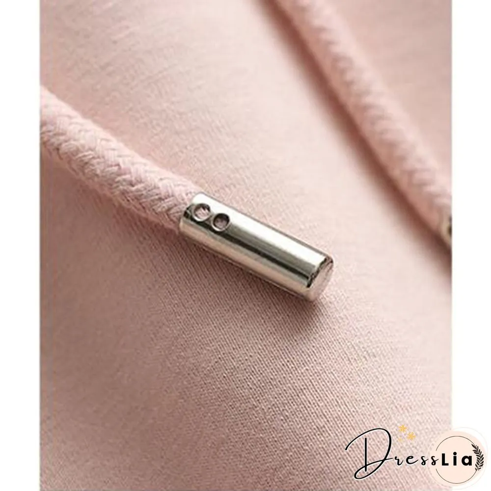 Women Fashion Corduroy Hoodies Female Solid Color Embroidery Hooded Tops Tracksuit