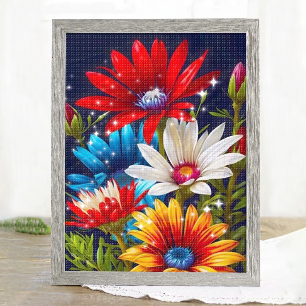 9CT Full Stamped Cross Stitch Bead Embroidery- Flower(Canvas|40*53CM)