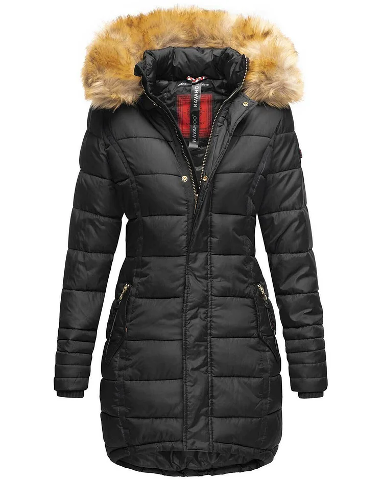 Fashion ladies parka coat with fur collar A