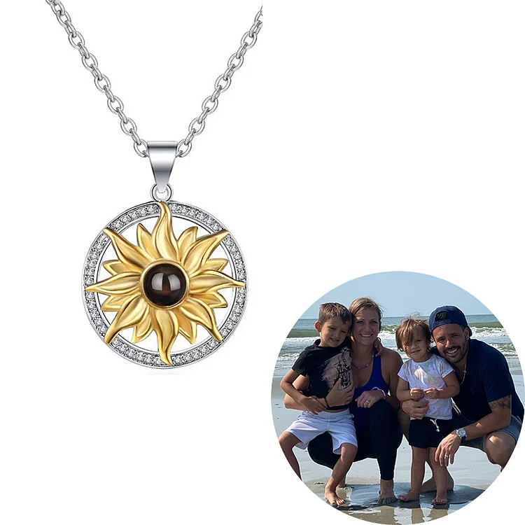 Sunflower Projection Necklace Personalized Photo Necklace Creative Gift for Her