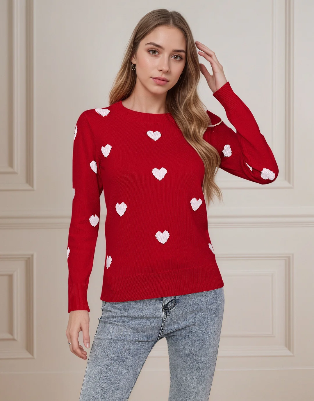 Athvotar Athvotar And Winter New Valentine's Day Sweater Women's Design Love To The Girl With The Collar Knitted Shirt