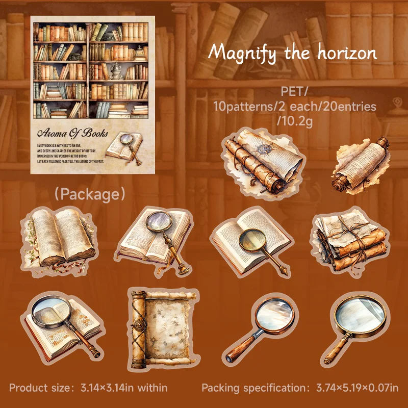 Journalsay Aioma of Books Series Vintage Flower Landscaping PET Sticker 