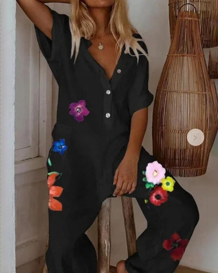 Loose Print Jumpsuits