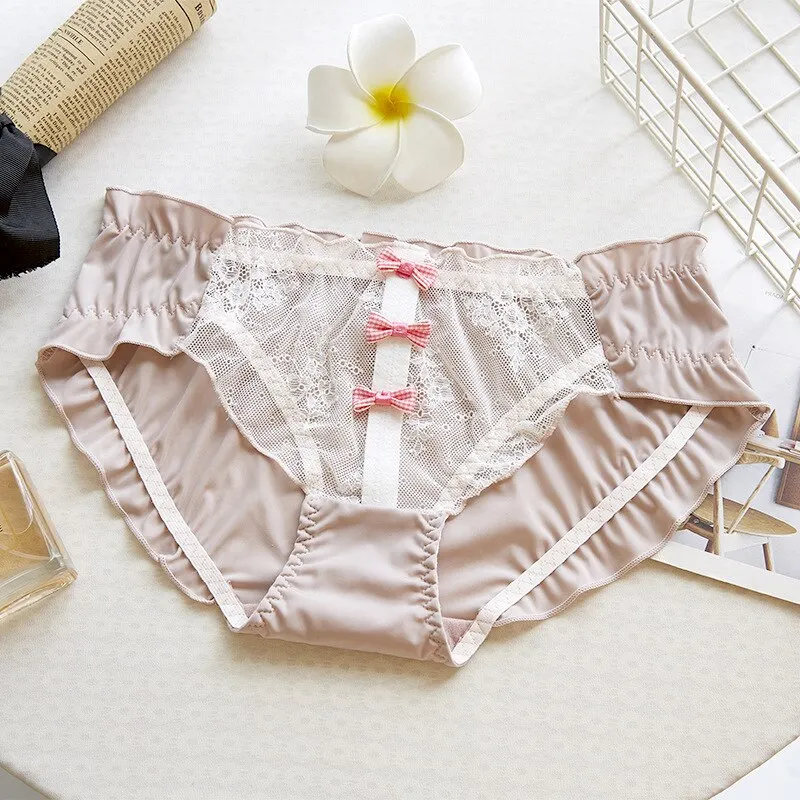 Billionm Japanese Girl Lace Panties with Bow Sexy Ladies Stretch