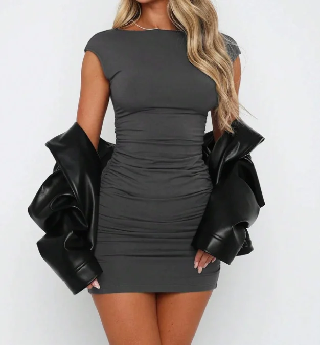 Nigikala Nigikala Women's Sexy Leak Backpack Hip Tight Dress