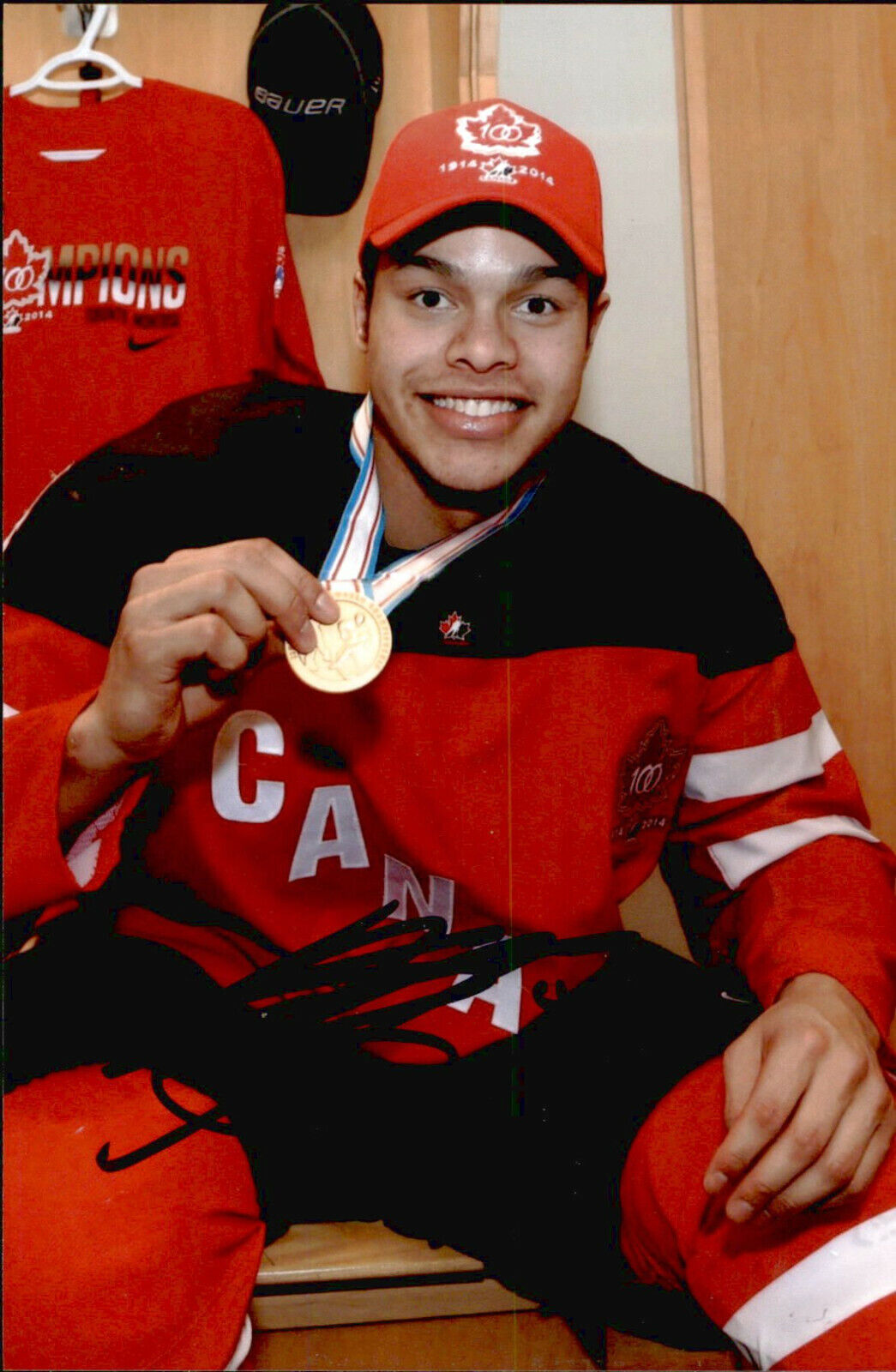 Madison Bowey SIGNED 4x6 Photo Poster painting TEAM CANADA WJC GOLD MEDAL WASHINGTON CAPITALS