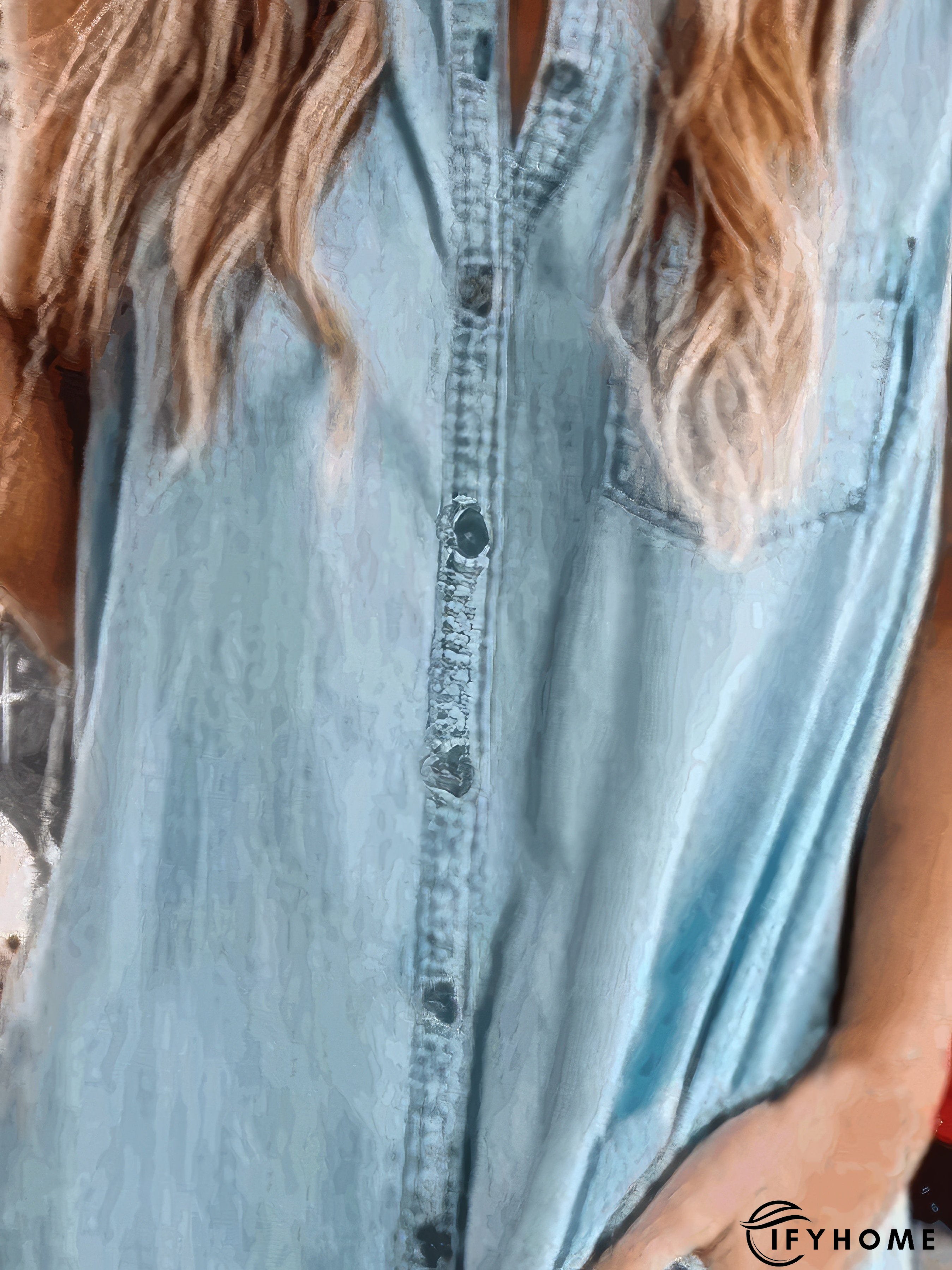 Denim Shirt Dress with Button Pockets | IFYHOME