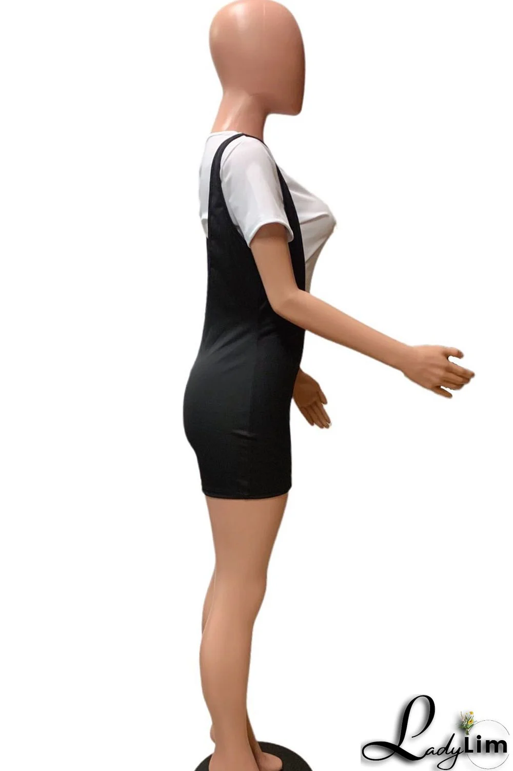 Black Casual Solid Patchwork O Neck Short Sleeve Two Pieces