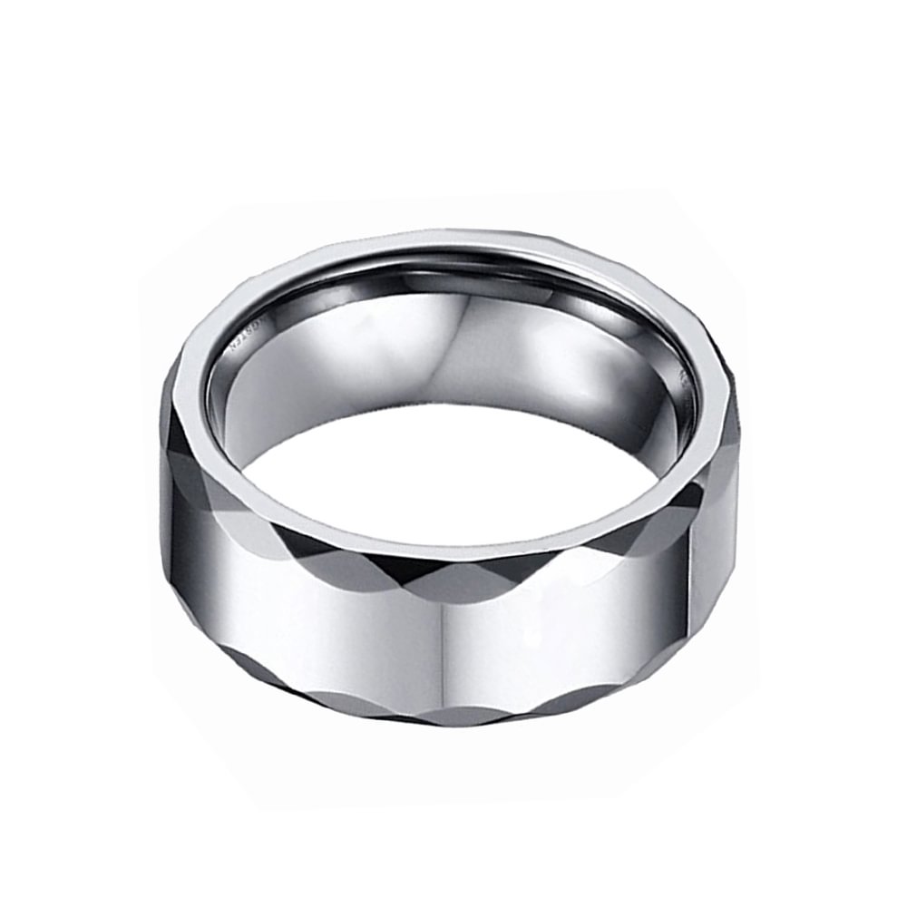8MM Fashion Tungsten Ring Mens Jewelry Wedding Band Multi Faceted Edge