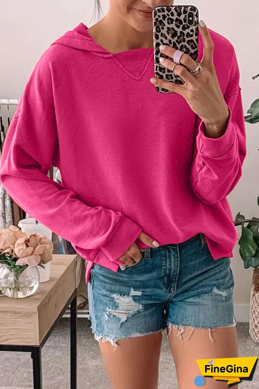 Long Sleeve Hooded Casual Sweatshirt