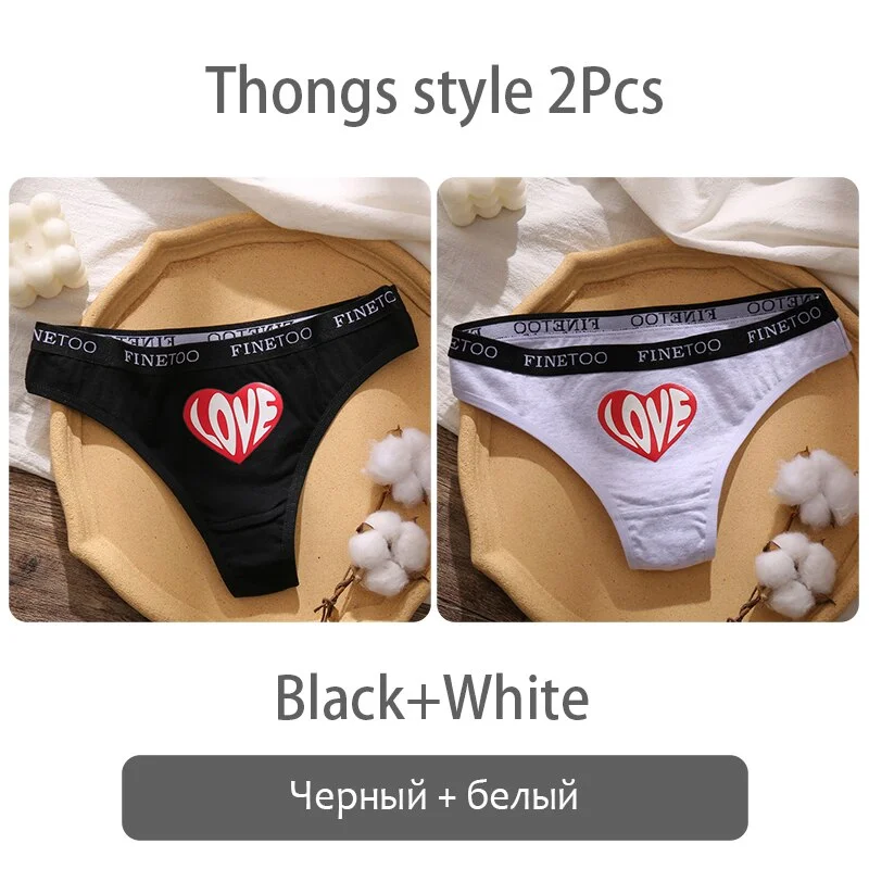 FINETOO Fashion Printing Panties Love Heart Cotton Underwear Women M-2XL Female Underpants Plus Size Girls Briefs Lingerie 2021