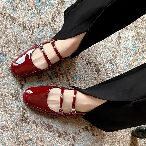 Churchf Churchf Vintage Double Buckle Silver Mary Jane Shoes Spring / Summer 2024 New Flat Low Heel Baotou Back Empty Sandals Woman