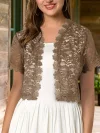 Contrast Lace Open Front Short Sleeve Cardigan for Women