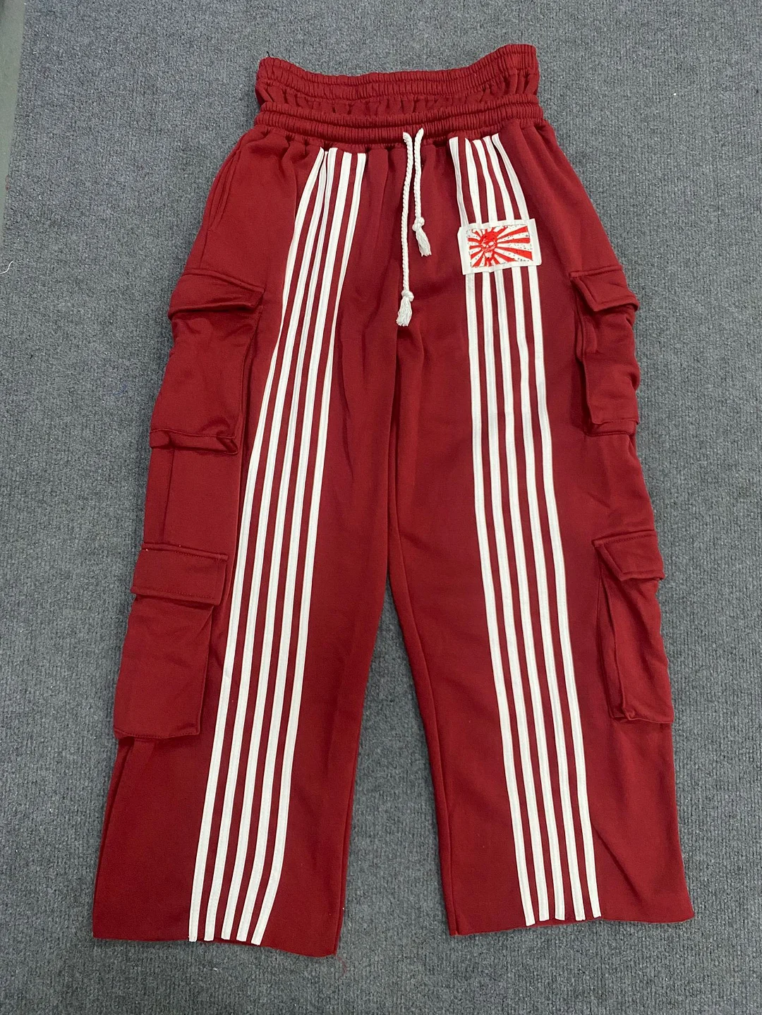 Athvotar Athvotar High Street Workwear Double Waist Head Trousers Leaf Camouflage Heavy Industry Striped Broad Leg Trousers