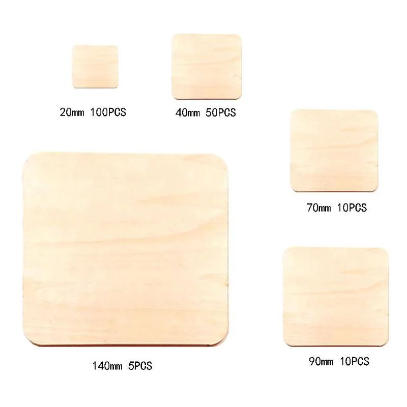 Home Decoration Square Wood Pieces Blank Plaque for DIY Craft Scrapbooking Building Model