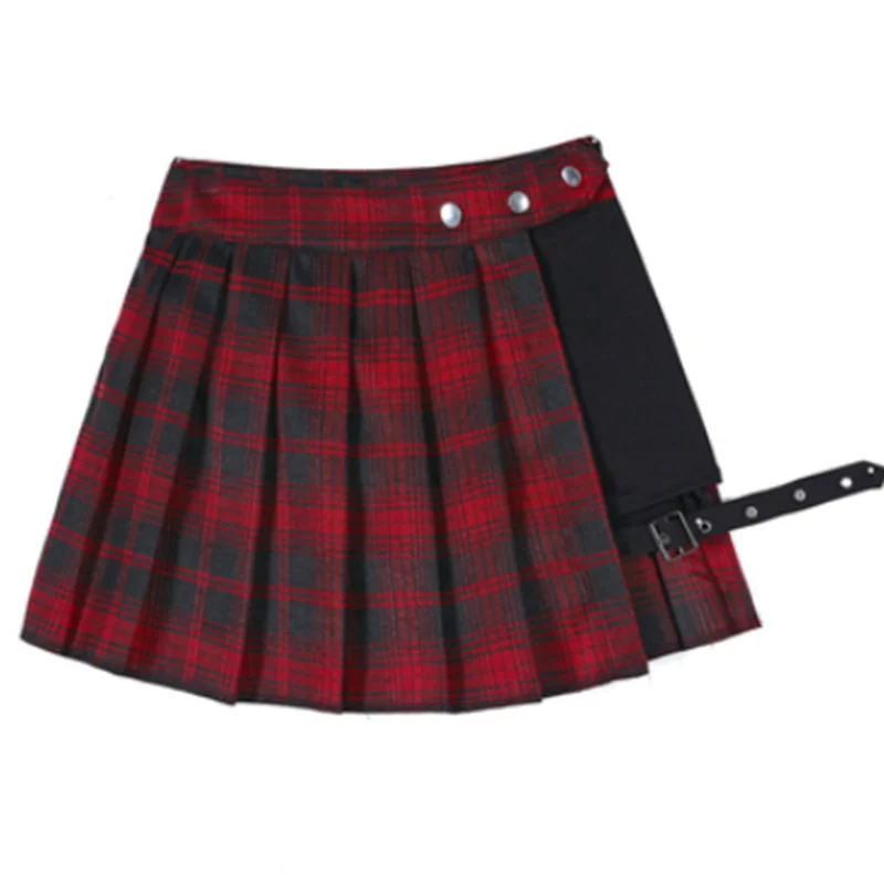 Ladies Gothic Pleated Skirt Punk Skirt Techwear Shop