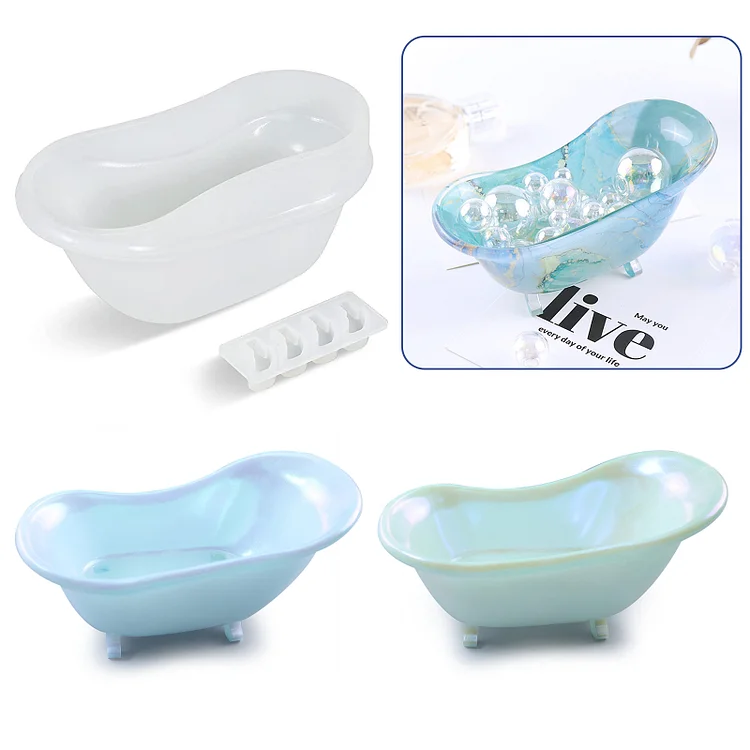 DIY Bathtub Molds Epoxy Casting Craft Storage Box Tray Mould for Storage Jewelry