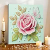DIY Pearl Painting Pink Roses for Home Decor with Frame(25x25cm)