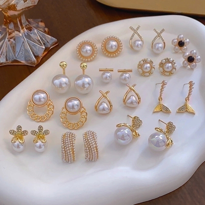 1 Pair Elegant Minimalist Streetwear Flower Bow Knot Plating Inlay Alloy Artificial Pearls Zircon Ear Studs