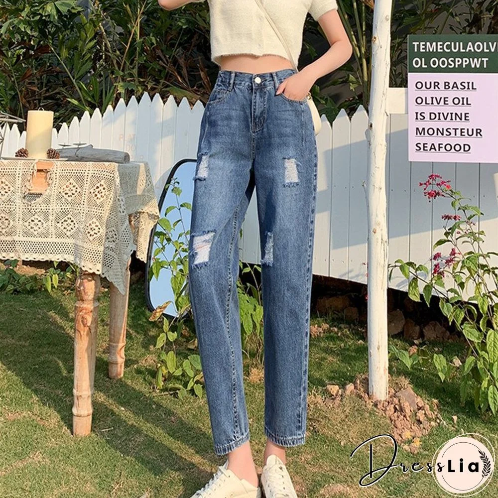 Woman Jeans Ripped High Waist Clothes Wide Leg Denim Clothing Streetwear Vintage Quality Fashion Harajuku Straight Pants