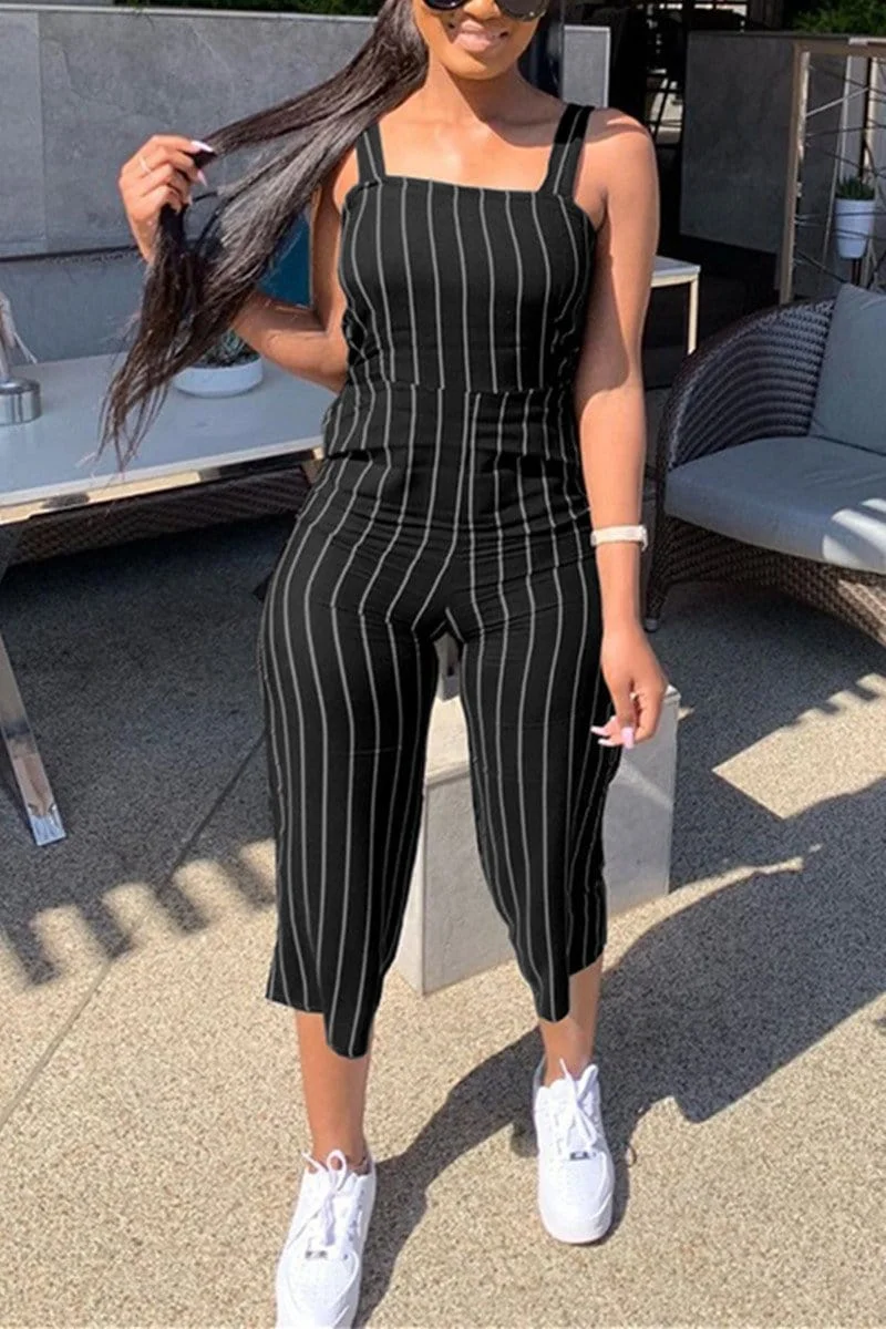 Casual Striped Printed Sling Jumpsuit