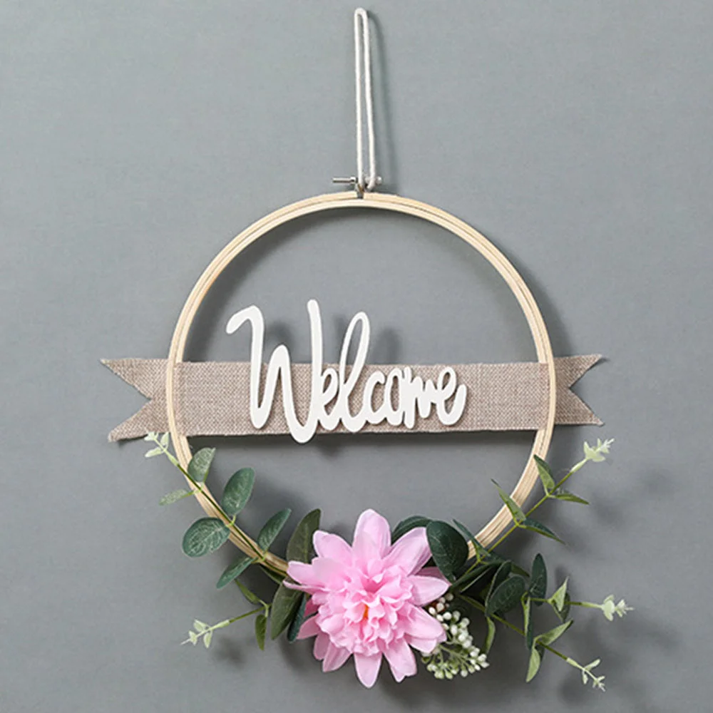 Simulation Eucalyptus Leaf Bamboo Circle Festive Decoration Garland