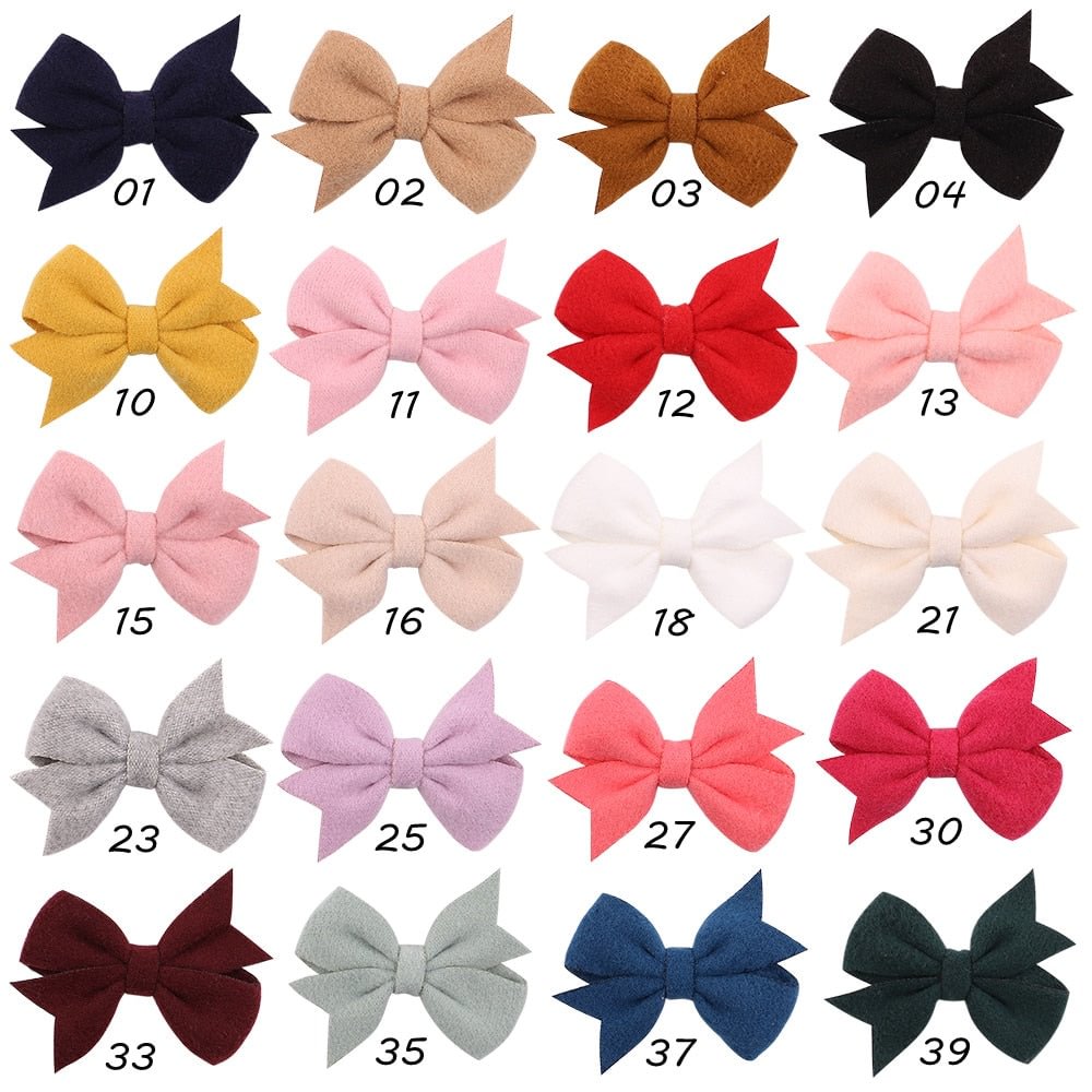 20Pcs/lot Solid Colors Bow Hair Clips For Cute Girls Handmade Cotton Bows Clip Hairpins Barrettes Headwear Kids Hair Accessories