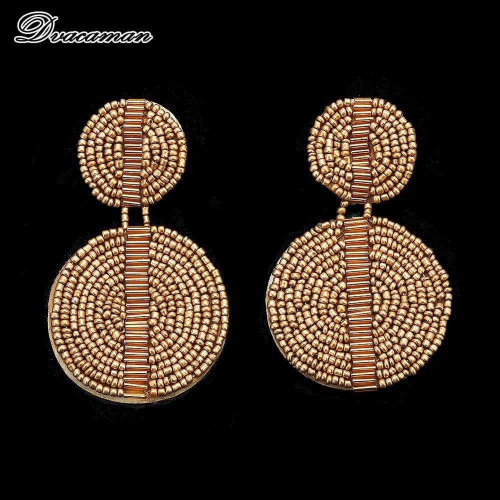 Dvacaman Bohemian Multilayer Beaded Drop Earrings for Women Trendy Round Seed Beads Statement Earrings Jewelry Brincos Wholesale