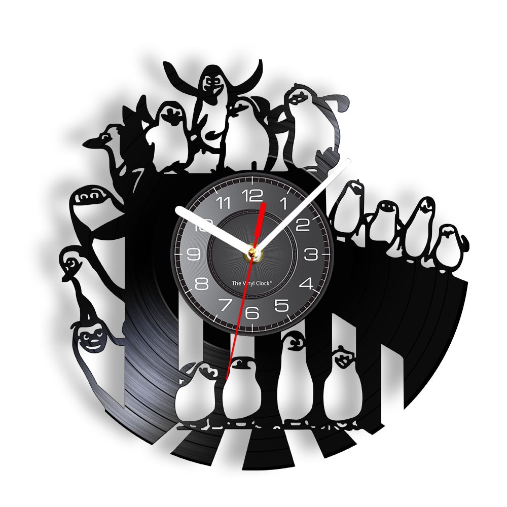 

Penguins Silent Non Ticking F - Vinyl Record Wall Clock - Without LED, 501 Original