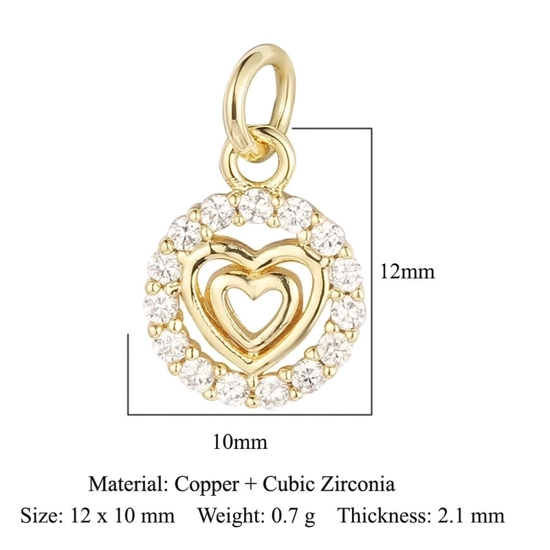 1 Piece Copper Zircon 18K Gold Plated Heart Shape Crown