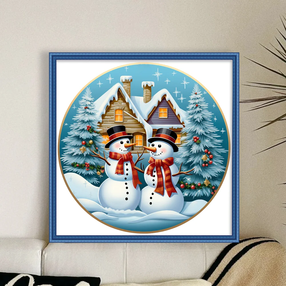 DIY Stamped Cross Stitch 11CT Full Embroidery 40*40cm - Christmas Snowman