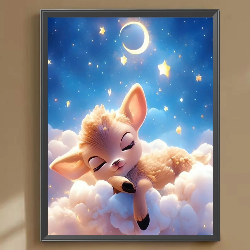 Full Round Diamond Painting 30*40cm - Deer Sleeping On The Cloud