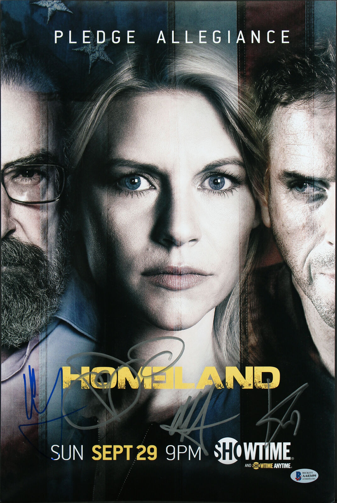 Homeland (4) Patinkin, Klattenoff, Friend & Saylor Signed 12x18 Photo Poster painting BAS