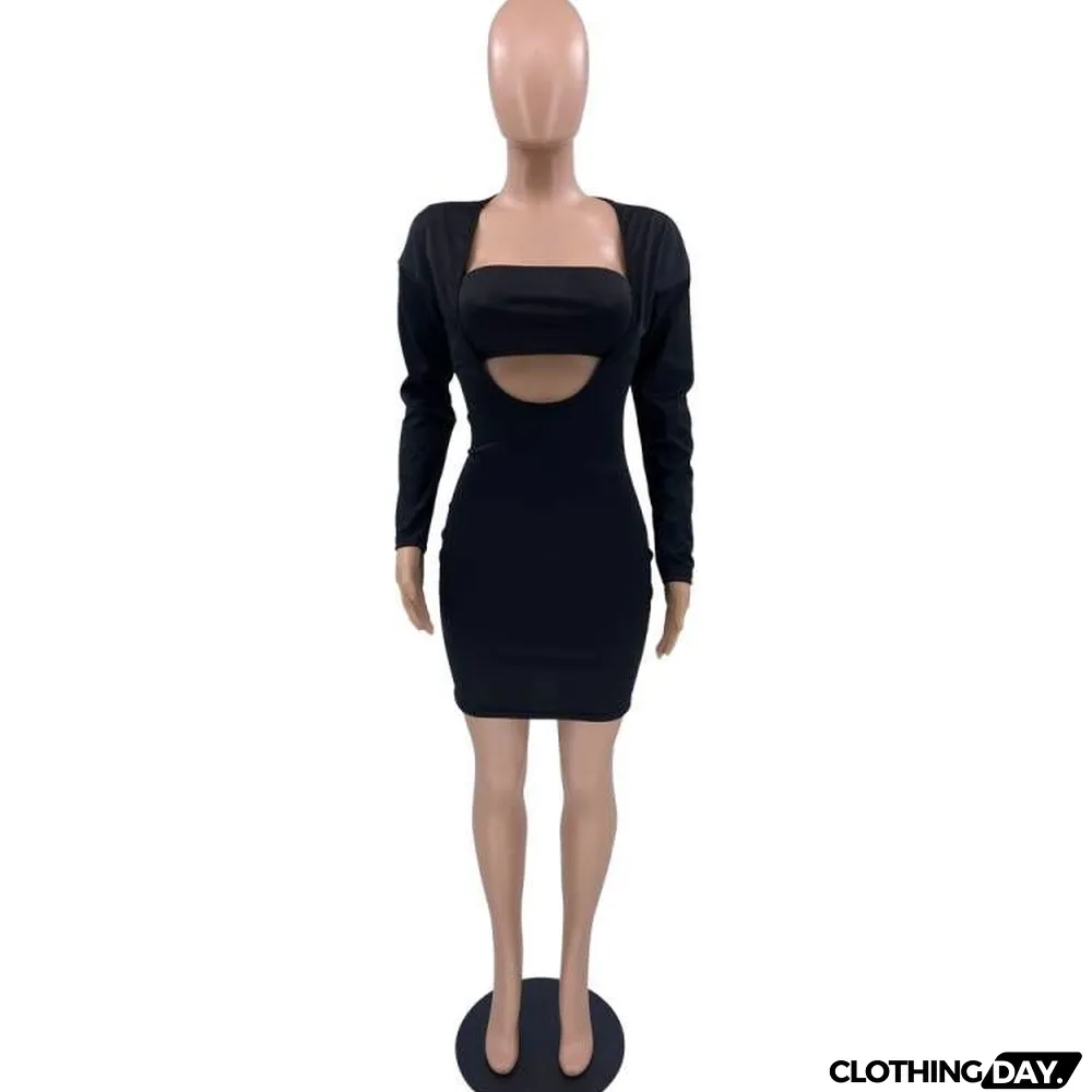 New Style Solid Color Wrapped Chest Fashion Dress