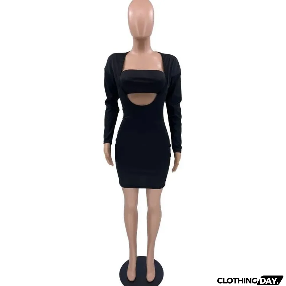 New Style Solid Color Wrapped Chest Fashion Dress