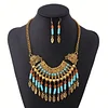 Bohemian Style Tassel Pendant Chunky necklace Earrings Exaggerated Jewelry Set Women Birthday Party Gift