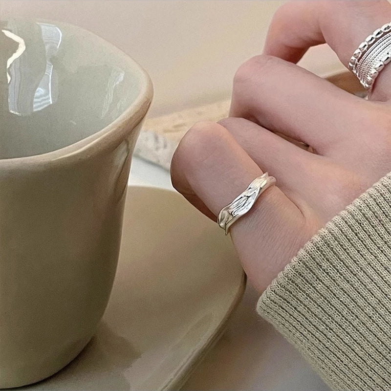 Minimalist Solid Color Copper Silver Plated Open Rings