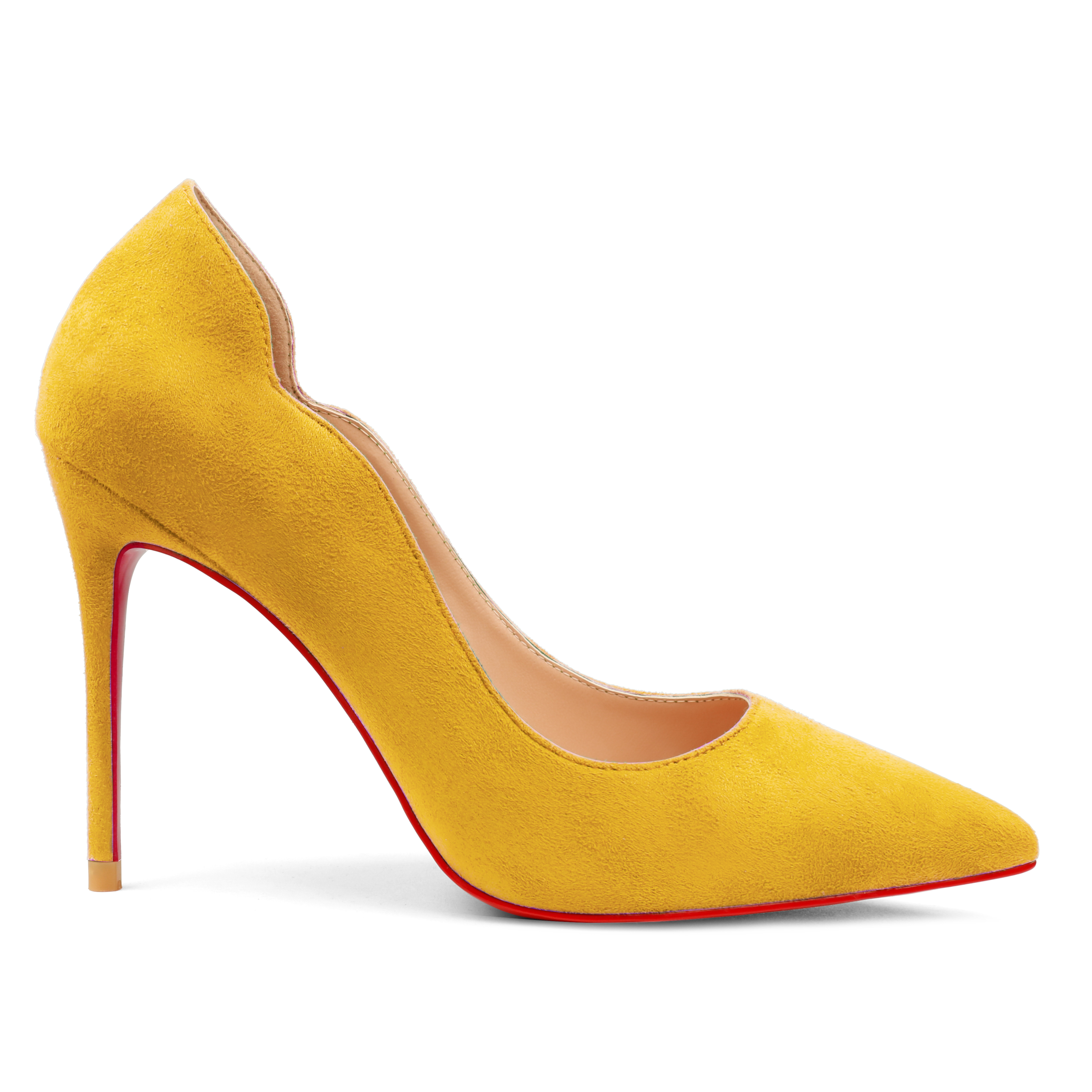 3.94" Women's Classic Pointed Toe Suede Shoes Red Bottom High Heels for Party Wedding Pumps-MERUMOTE