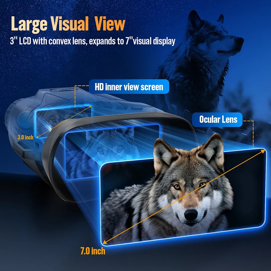 BEBANG 8X Night Vision Binoculars, 4K Infrared Night Vision Goggles with 3" IPS Screen, 984ft/300mm Night Vision and Day Range, 4000mAh Rechargeable Battery, 32GB