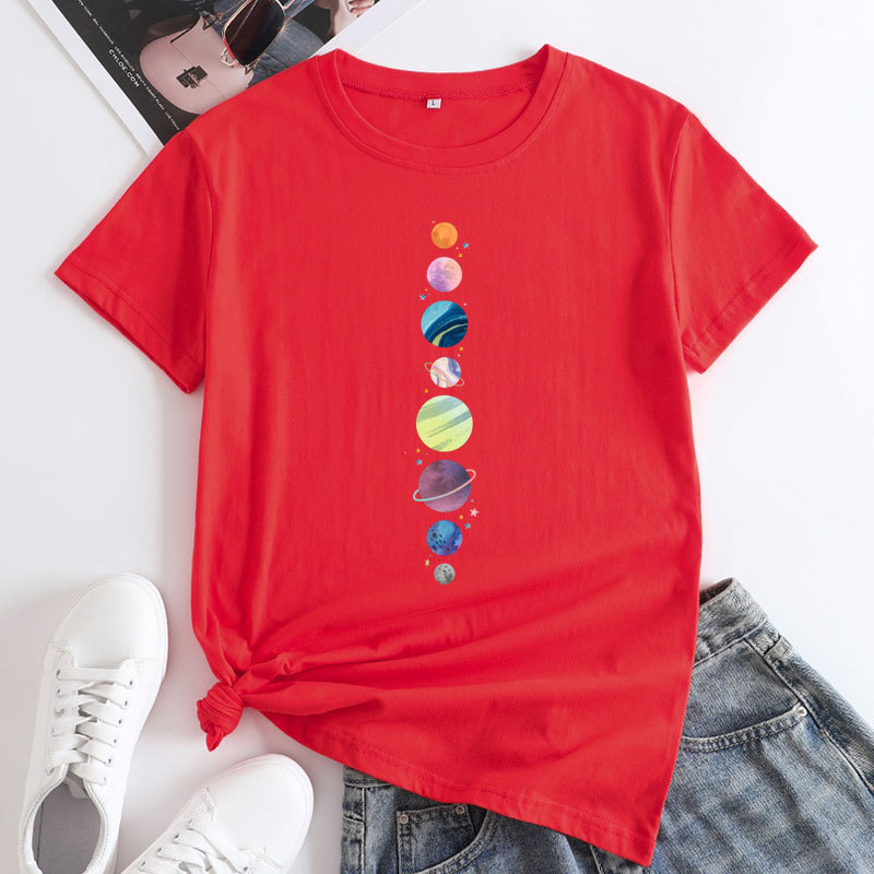 Planet Print Women's Cotton T-Shirt | ARKGET