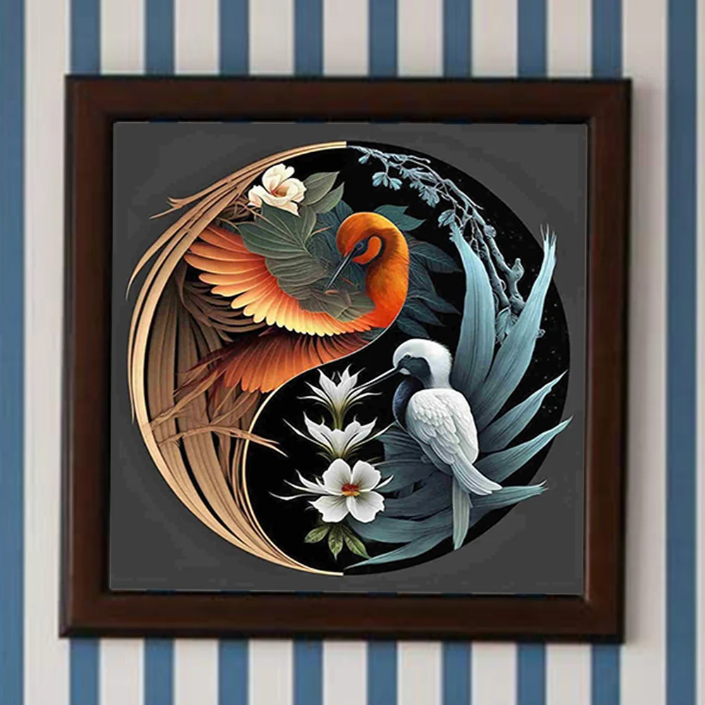 5D DIY Full Square Drill Diamond Painting Yin Yang Symbol Bird Decor (ZQA229)
