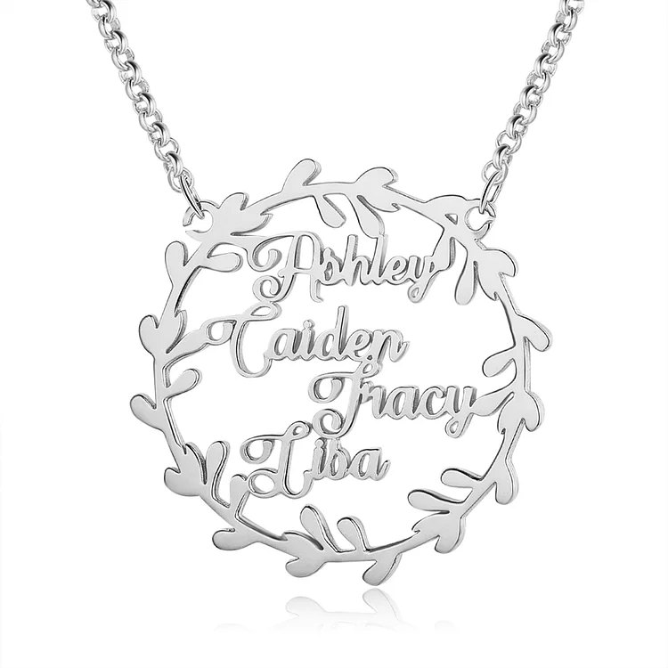 Christmas Wreath Name Necklace Personalized 4 Name Necklaces