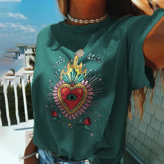   Vintage Love Eyes Print Women's T-shirt - Neojana