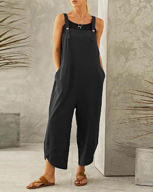 pure color casual cropped overalls casual one pieces jumpsuits p583883