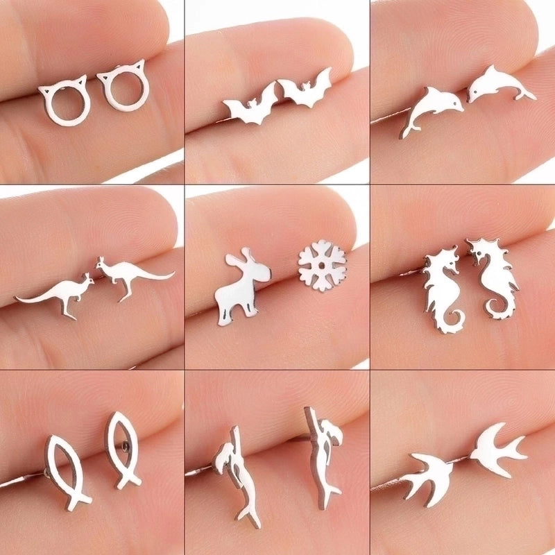 1 Pair Minimalist Animal Plating 304 Stainless Steel 18K Gold Plated Ear Studs