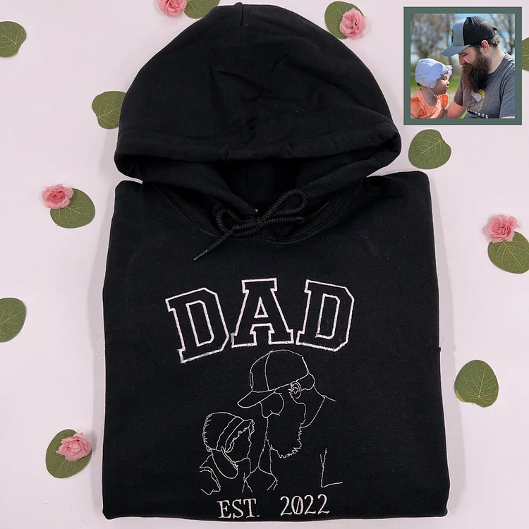 Custom Photo Embroidered with Collegiate Text Hoodie Sweatshirt T-shirt