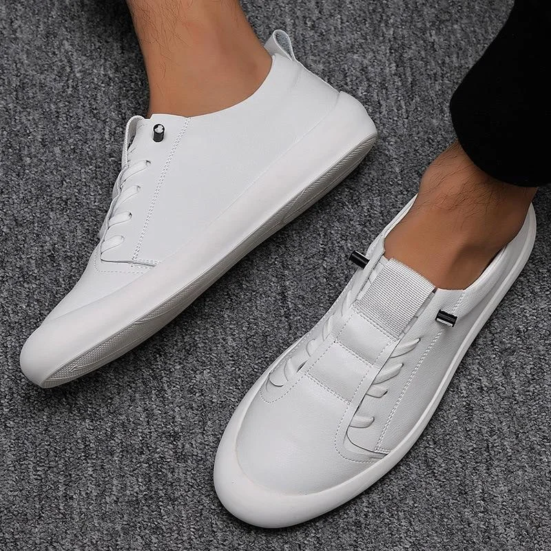 New Genuine Leather Shoes Men Sneakers Casual Male Footwear Fashion Brand White Shoes Mens Cow Leather White Sneakers 1103-1
